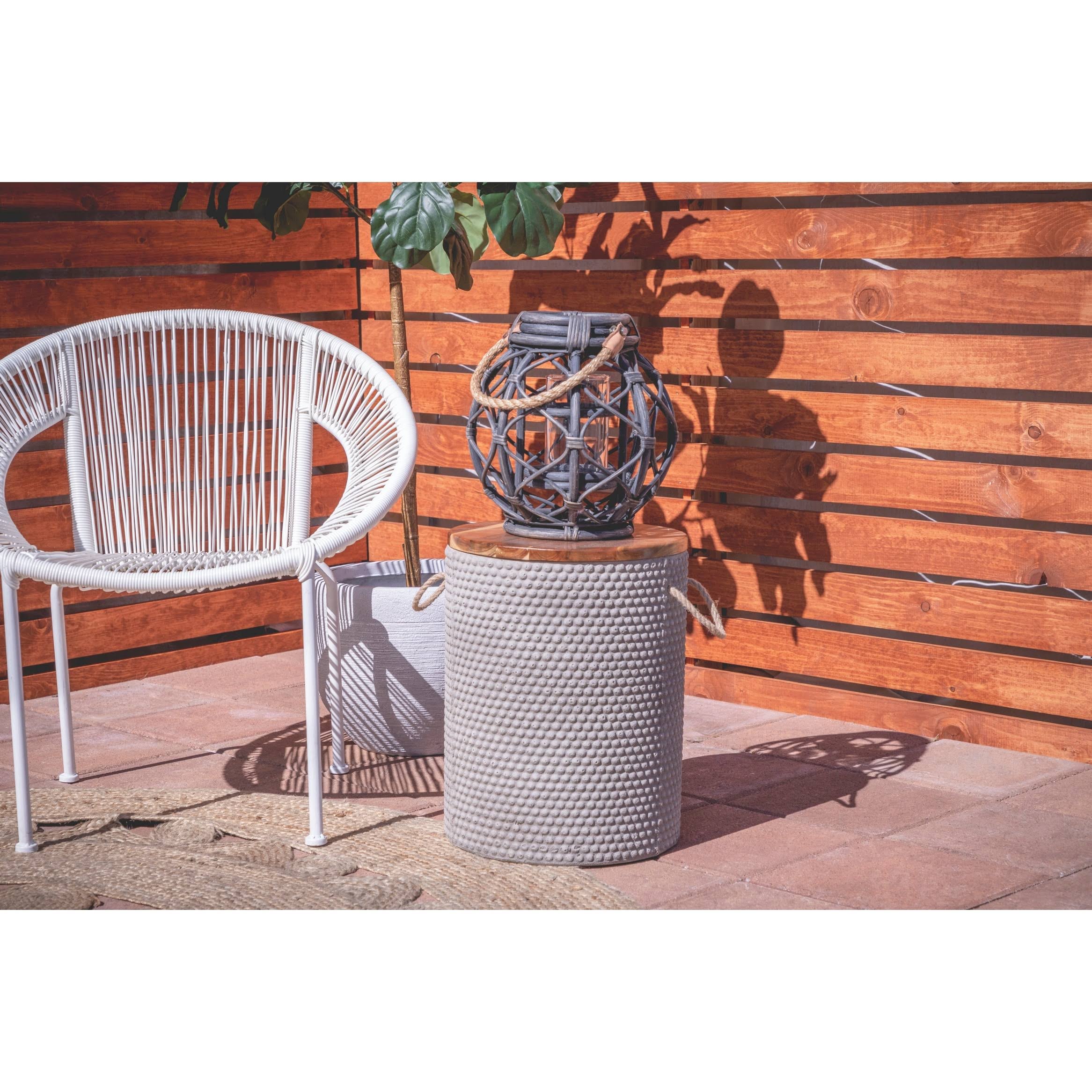 Black Woven Rattan Candle Lantern