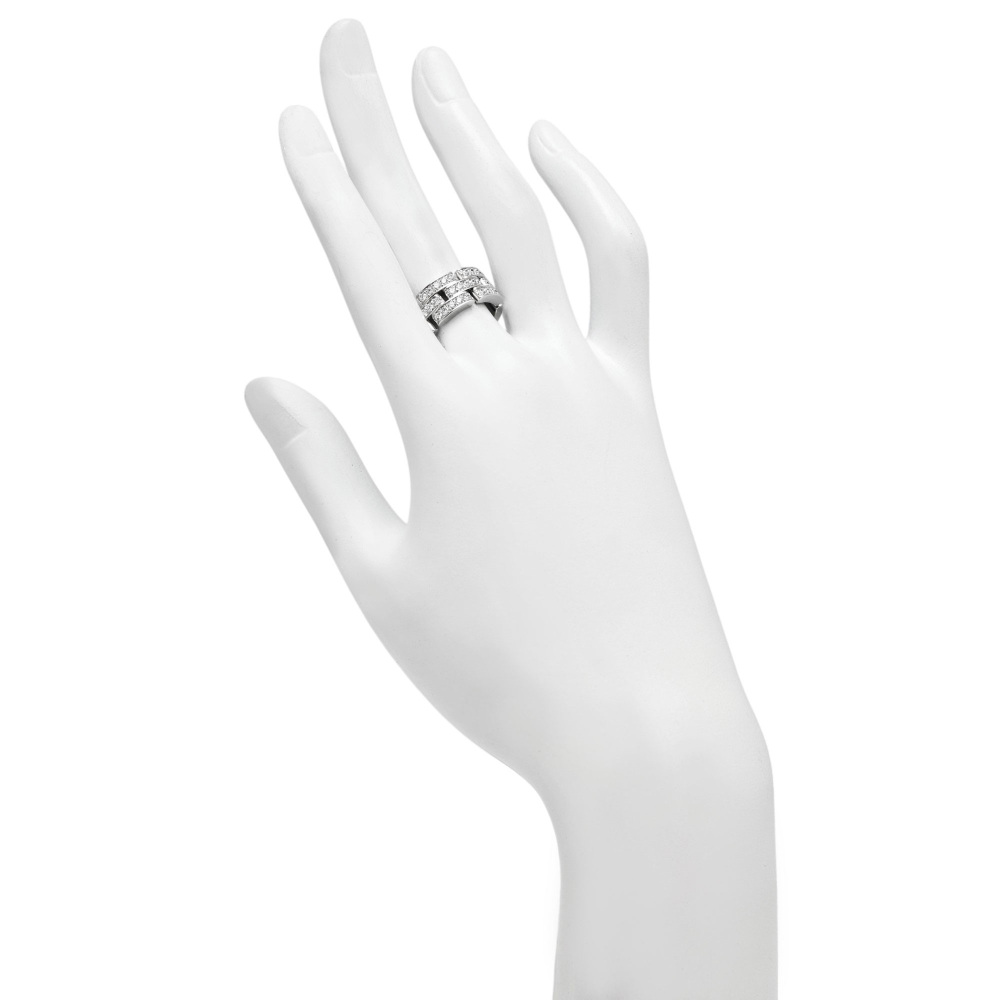 Cartier Mayon Pantale 3 Companies Semi-pave Setting Ring 18K White Gold Diamond B4127200