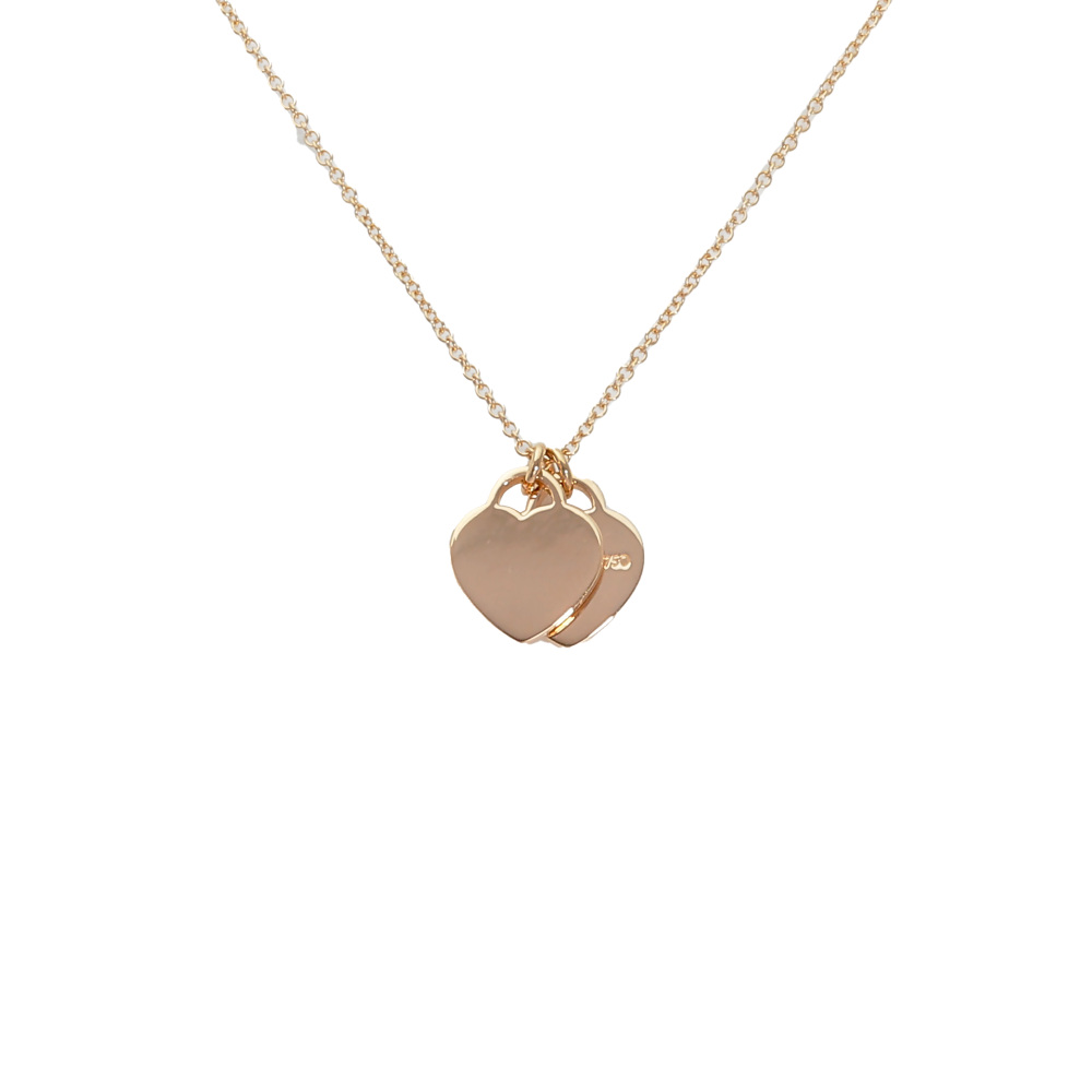 Tiffany & Co. Return To Double Heart Tag Necklace 18K Rose Gold 60011669