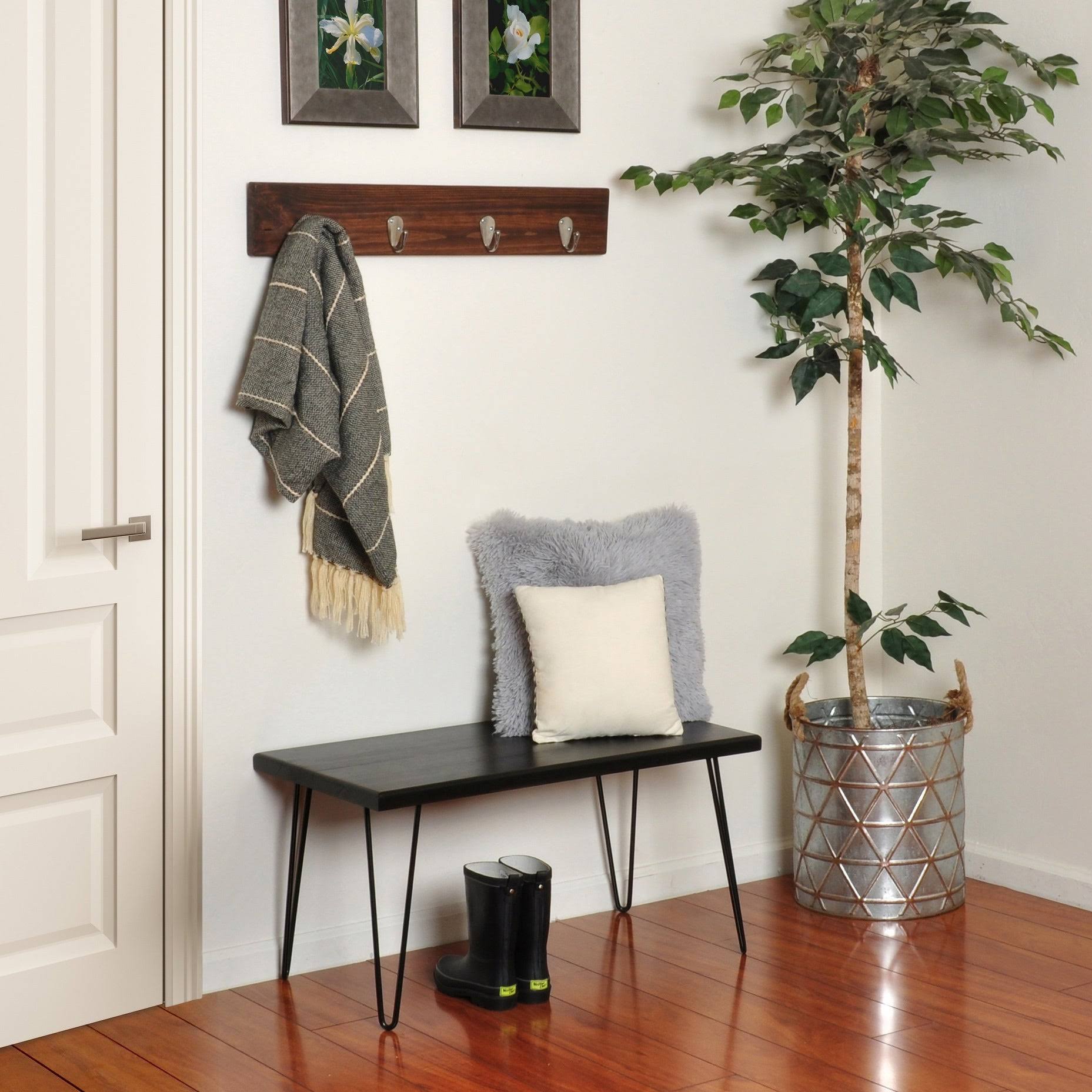 Carson Carrington Julo Wood Bench - Weathered Gray - 34 x 10.5 x 16