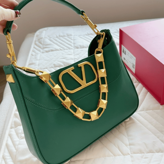 Valentino Locò Shoulder Bag Green 11 Inches