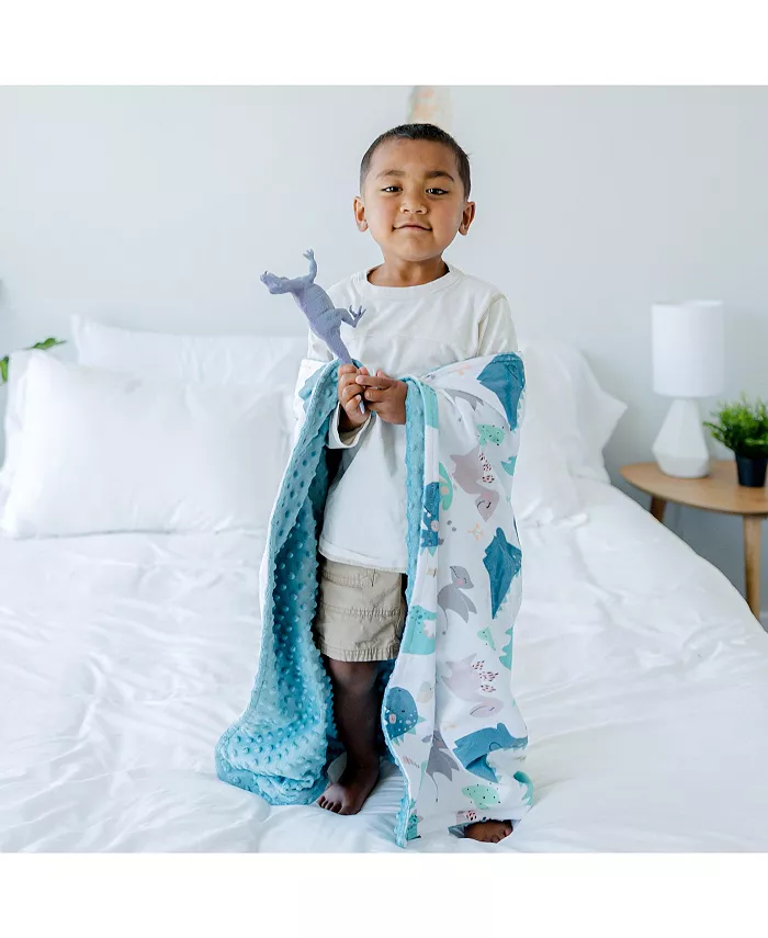 Honey Lemonade Premium Baby and Toddler Minky Blanket - Blue Dino
