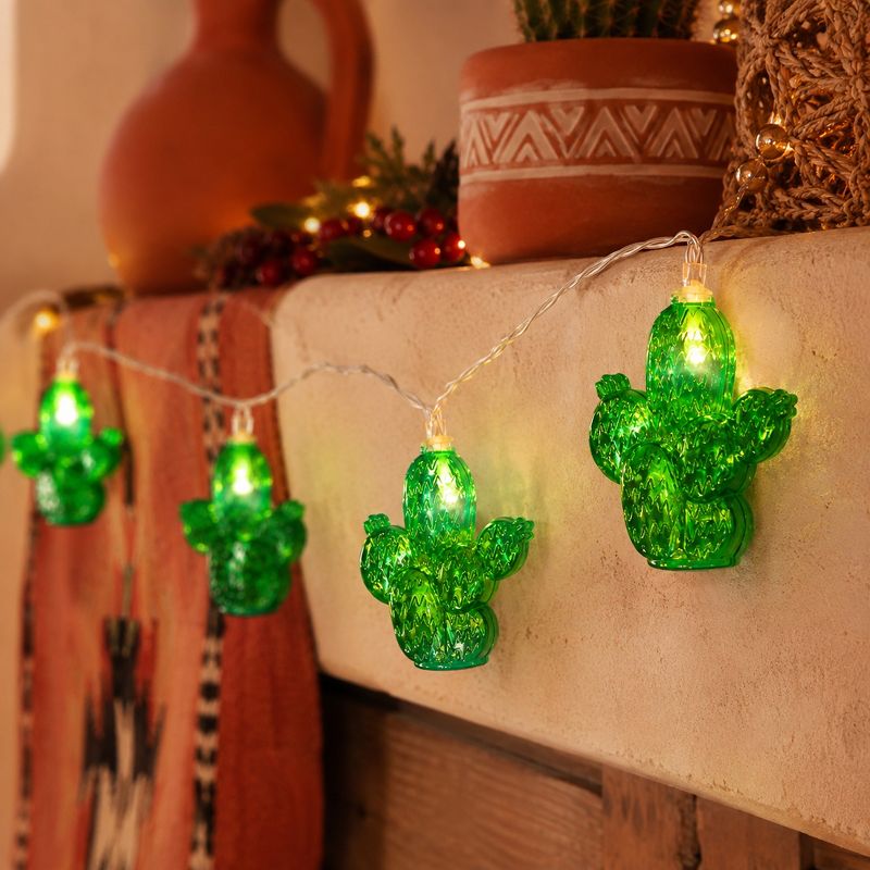 Northlight LED Prickly Pear Cactus Indoor Outdoor Patio Light Set - 4.5' Clear Wire - 10pcs
