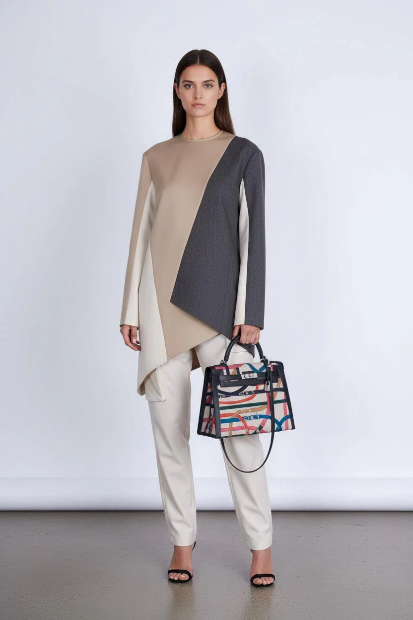 Hermès Kelly 32 Sellier Toile de Camp Cavalcadour and Noir Leather Palladium Hardware