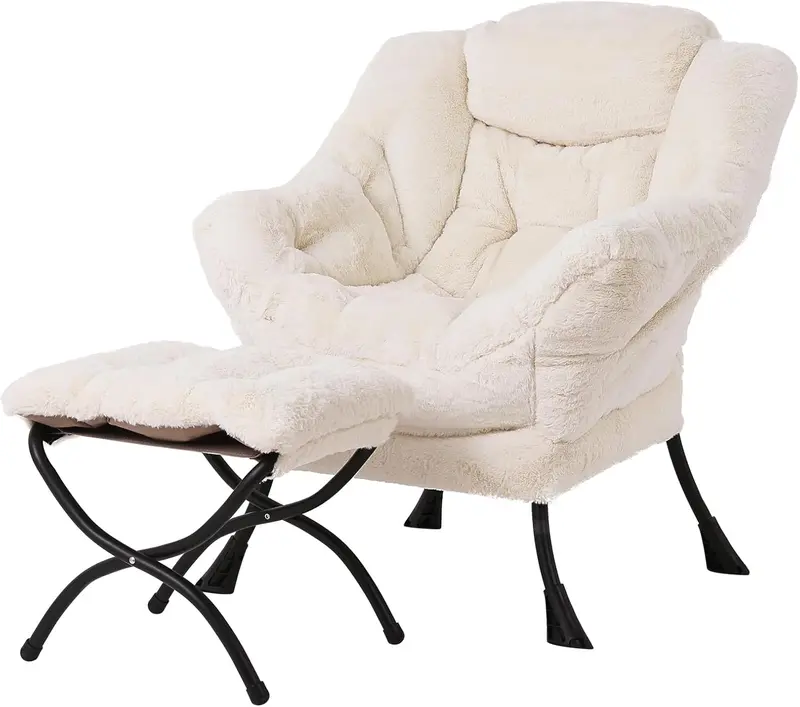 Tiita Modern Lazy Lounge Chair with Matching Ottoman – Large Leisure Armchair Set