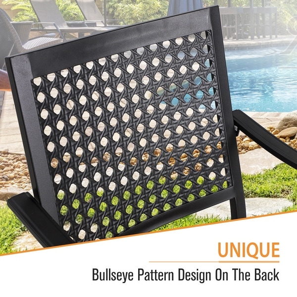 7Piece Patio Dining Set ,Large Round Dining Table with Umbrella Hole and Metal Swivel Dining Chairs