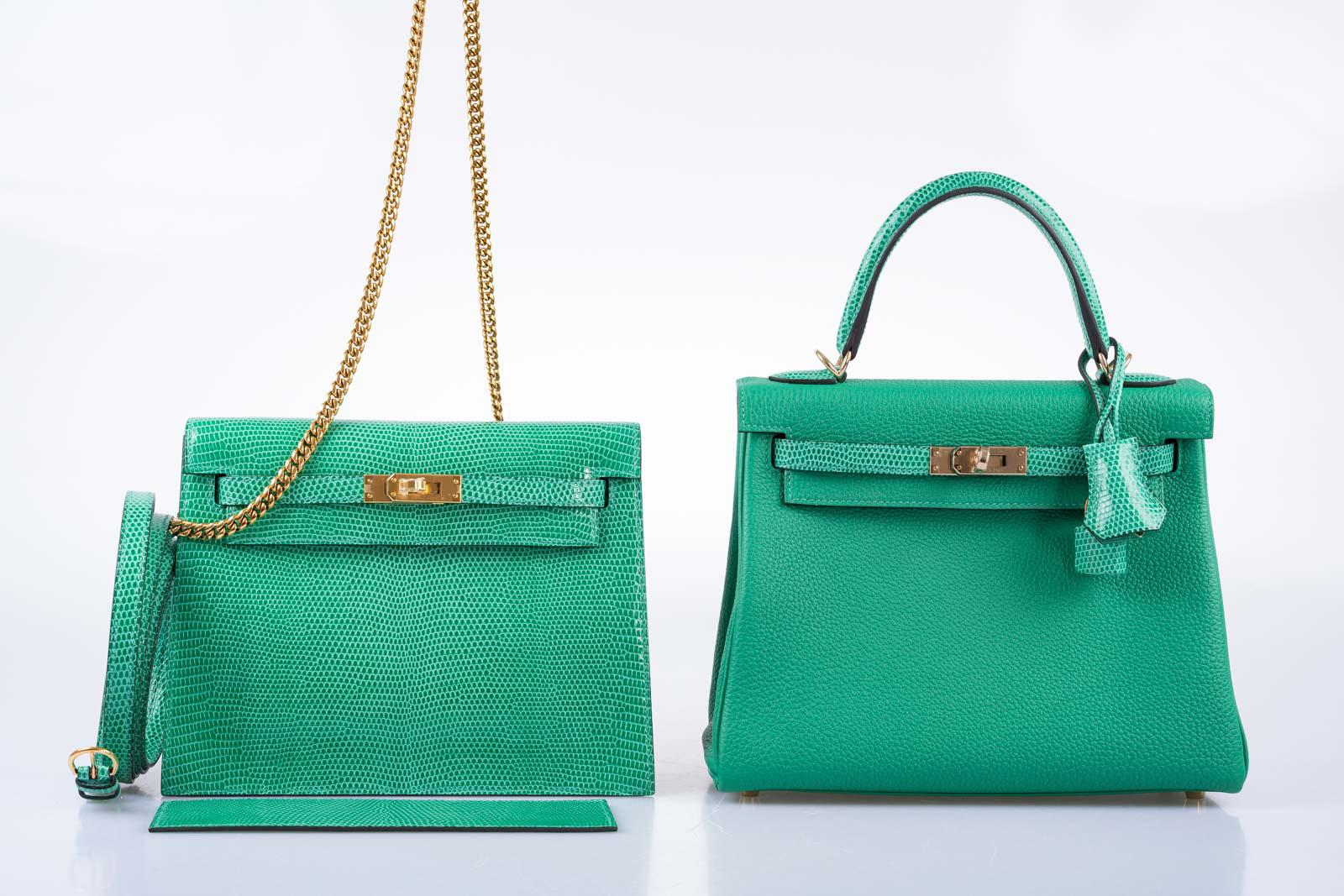 Hermès  Kelly Danse II Menthe Shiny Nilo Lizard Gold Hardware