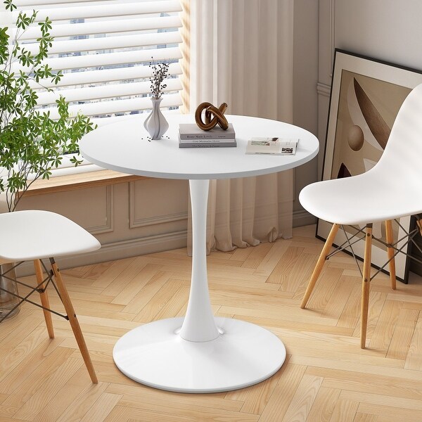 32 in. Round Dining Table with Printed White Marble Table Top