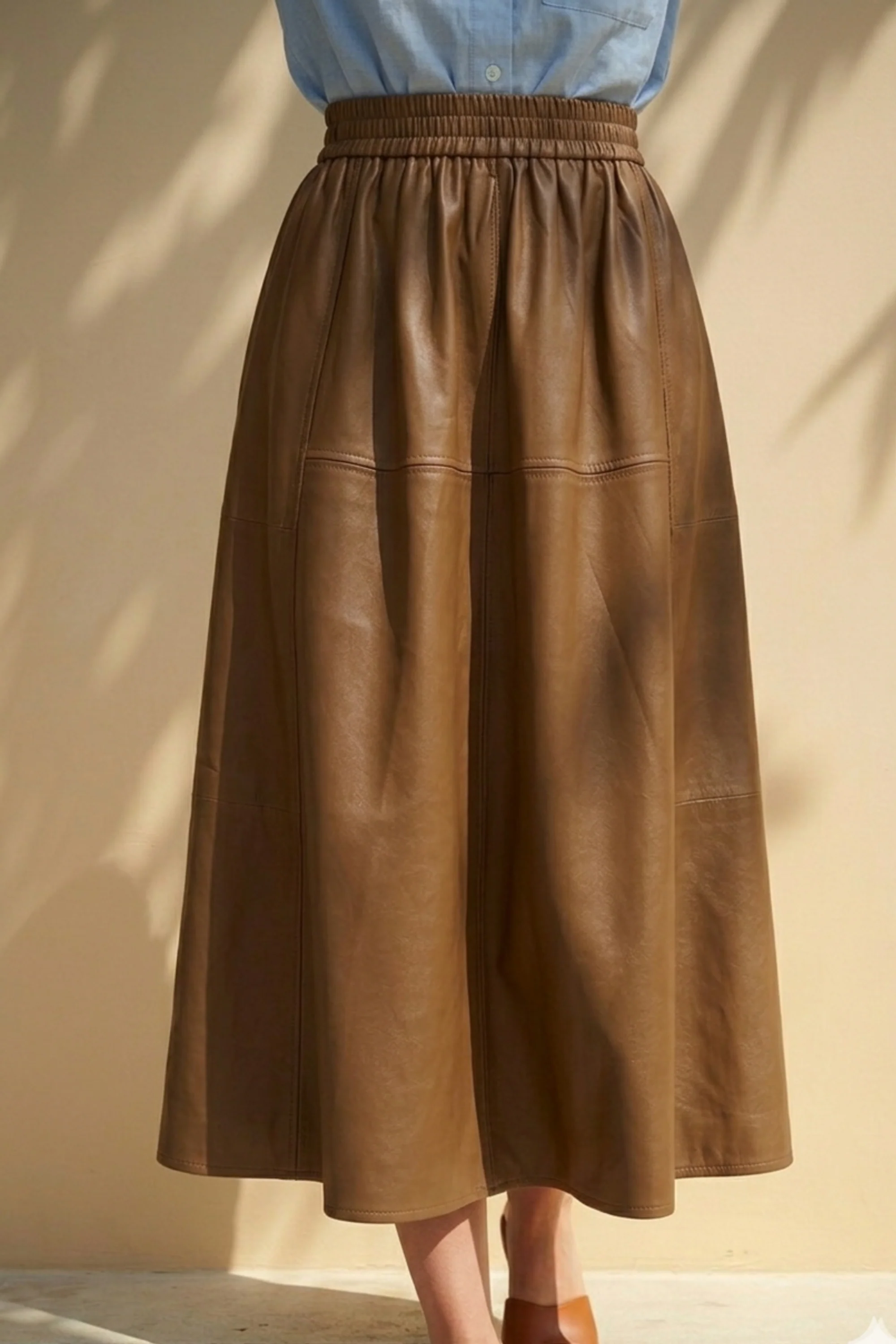 Rustic Brown Leather Skirt