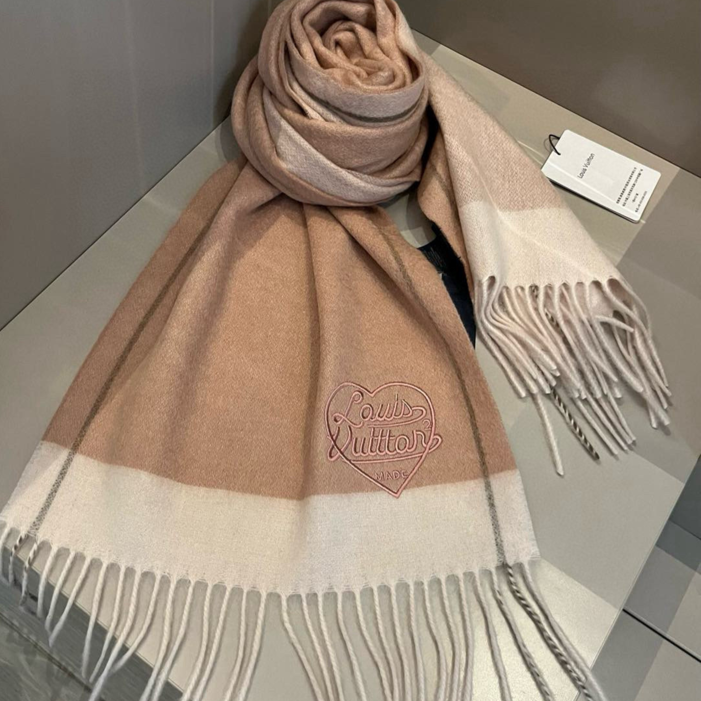 Louis Vuitton Monogram Heart Cashmere Scarf For Women 180cm