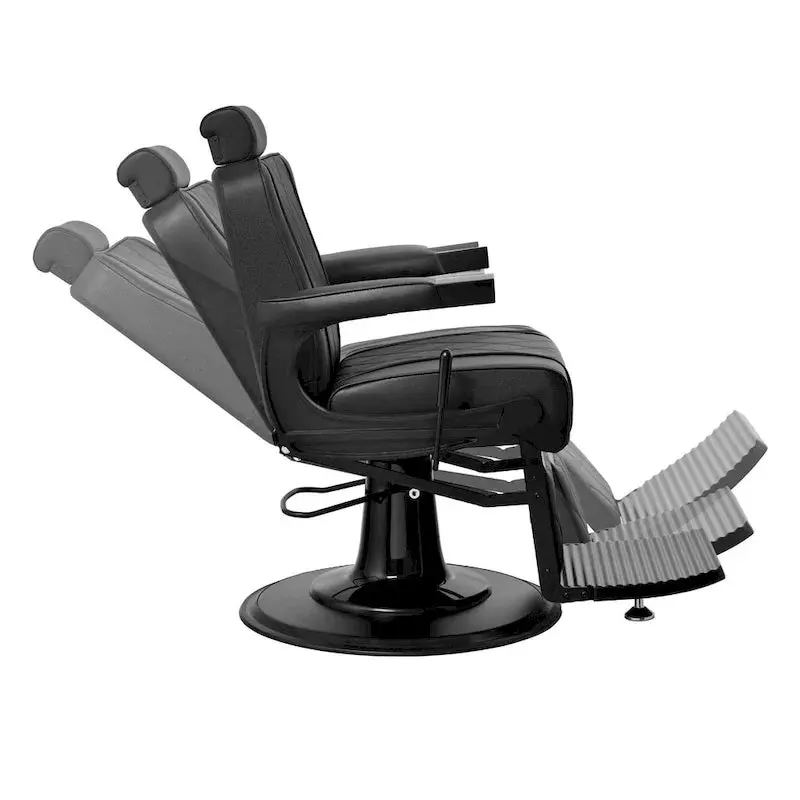 ROGERS Professional Barber Chair – Heavy-Duty Hydraulic Reclining Styling Seat in Sleek Black Finish
