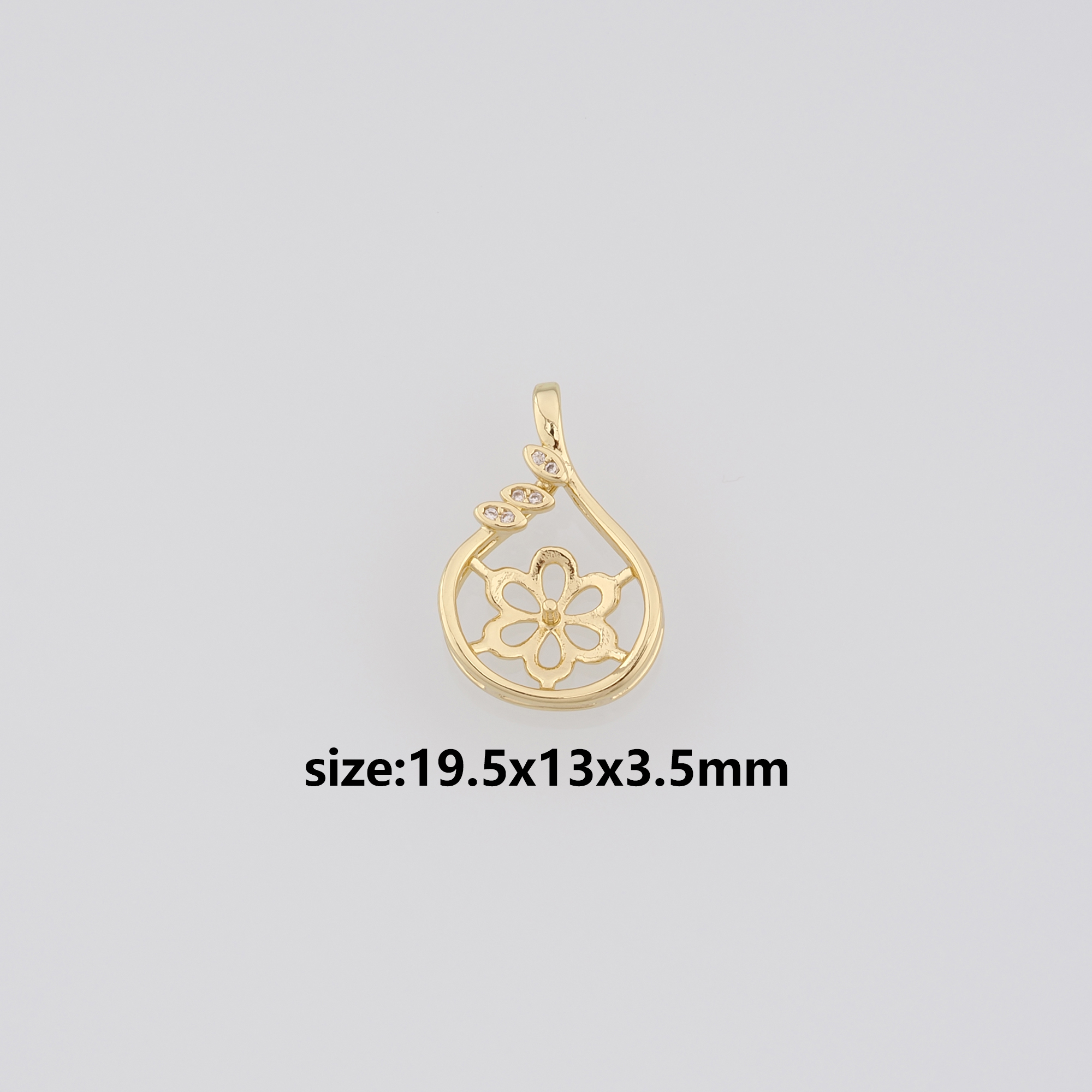 18K Gold Filled Flower Pendant,CZ Micro Pave Flower Charm Earrings Necklace for DIY Jewelry Making Supply