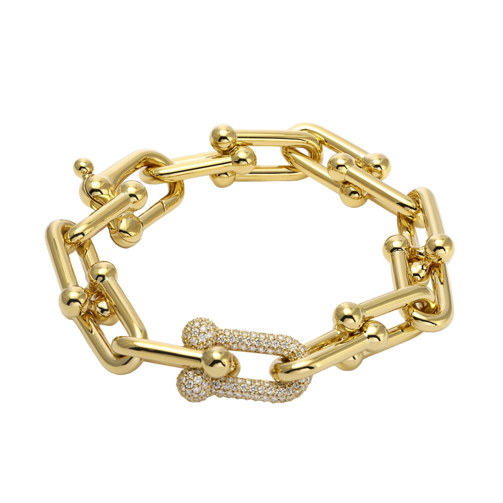Tiffany & Co. Hardware Link Bracelet 18K Yellow Gold Diamond 70353180