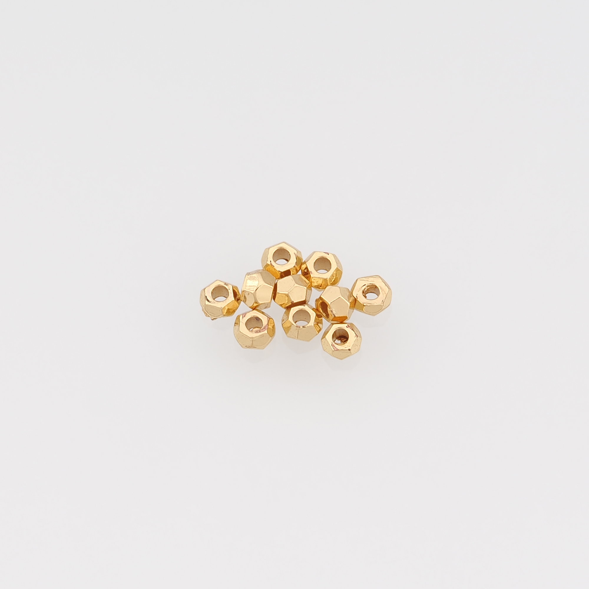 50Pcs 18K Gold Filled Hexagon Spacer Beads,Geometric Bead for Bracelet Jewelry Necklace Making Supply