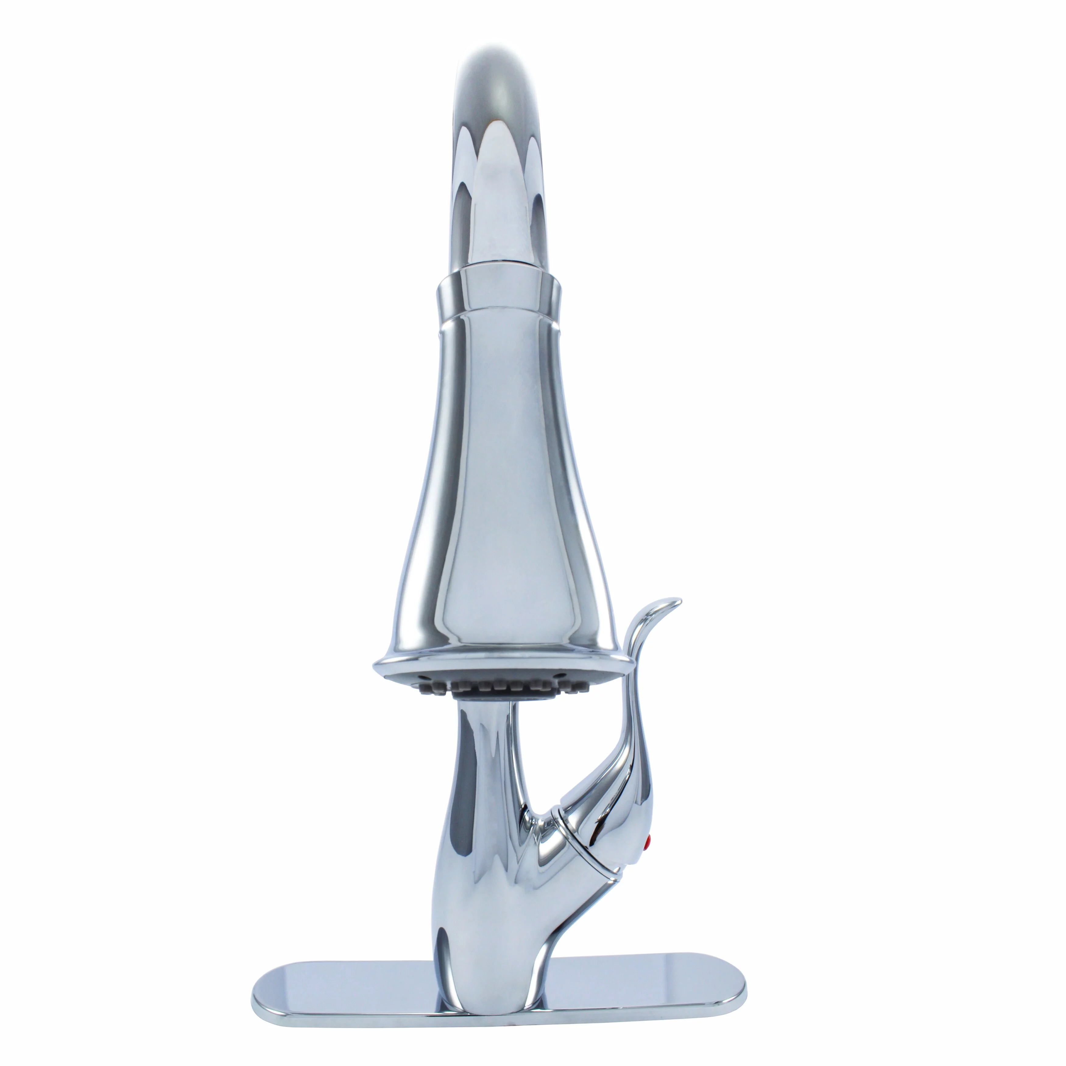 WMF-8101D-CP - Hybrid Metal Deck Single Handle Kitchen Sink Faucet Ceramic Cartridge with Pull Down Sprayer Chrome Finish