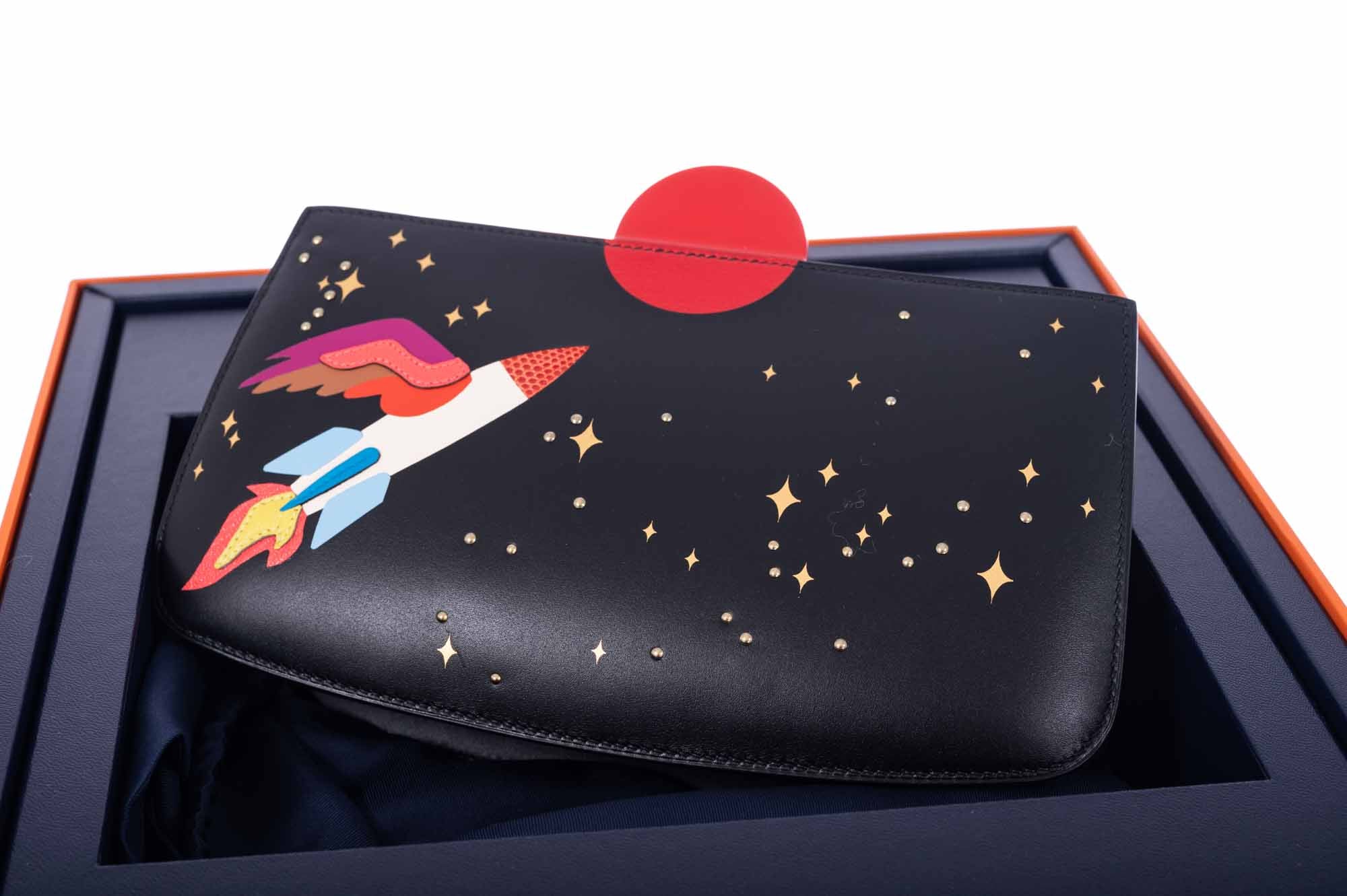 Hermès Sac à Malice Space Bag Black Lizard and Veau Monsieur leather Palladium Hardware