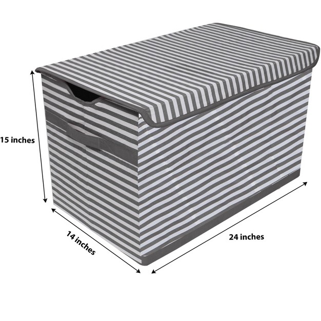 Bacati Pin Stripes White gray Storage Toy Chest