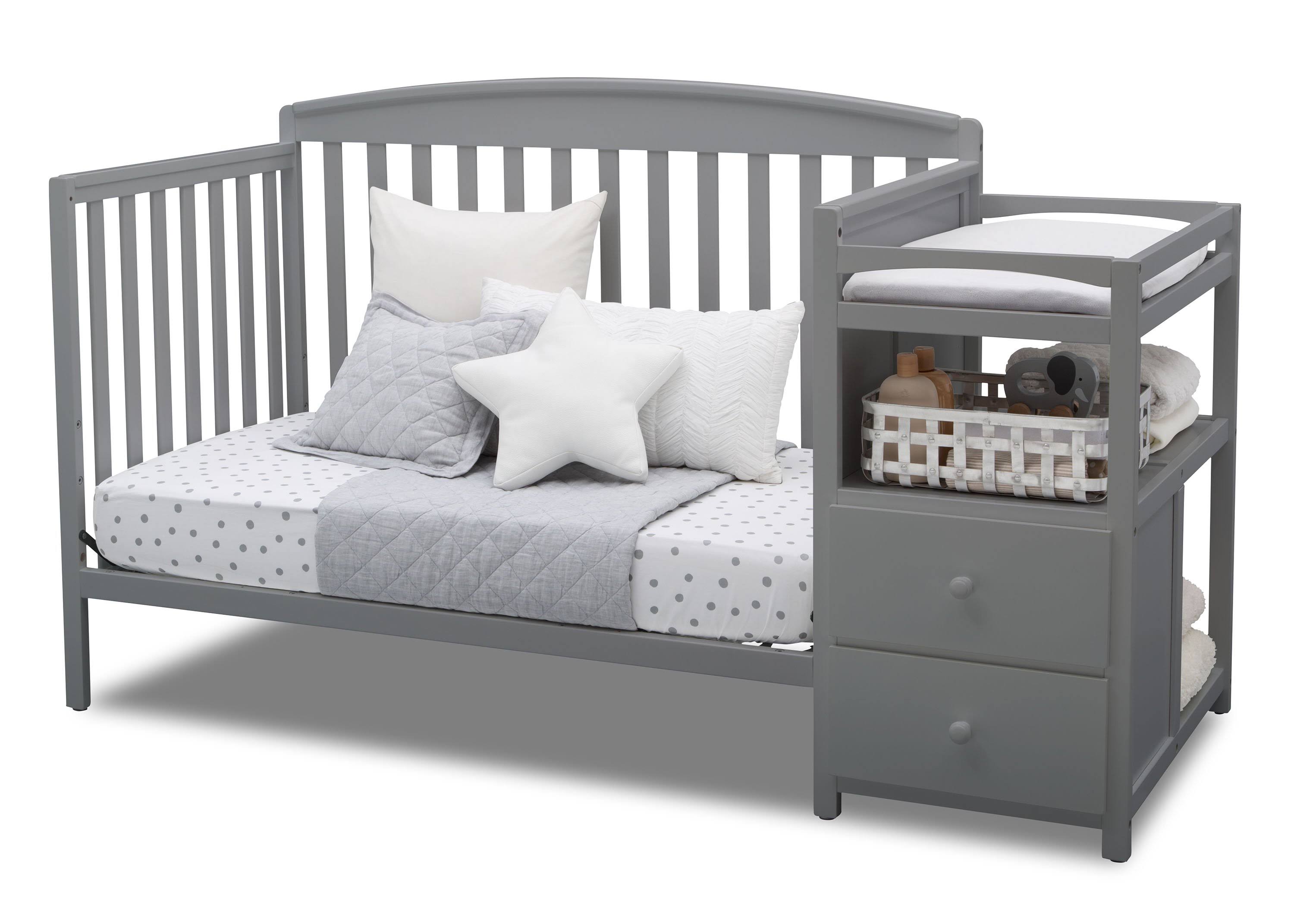 Delta Children Royal 4-in-1 Convertible Baby Crib and Changer, Grey