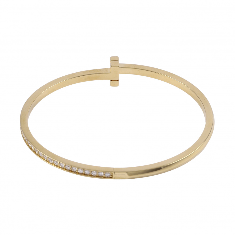 Tiffany & Co. Tiffany T T-one Narrow Hinge Bracelet 18K Yellow Gold Diamond 68315700