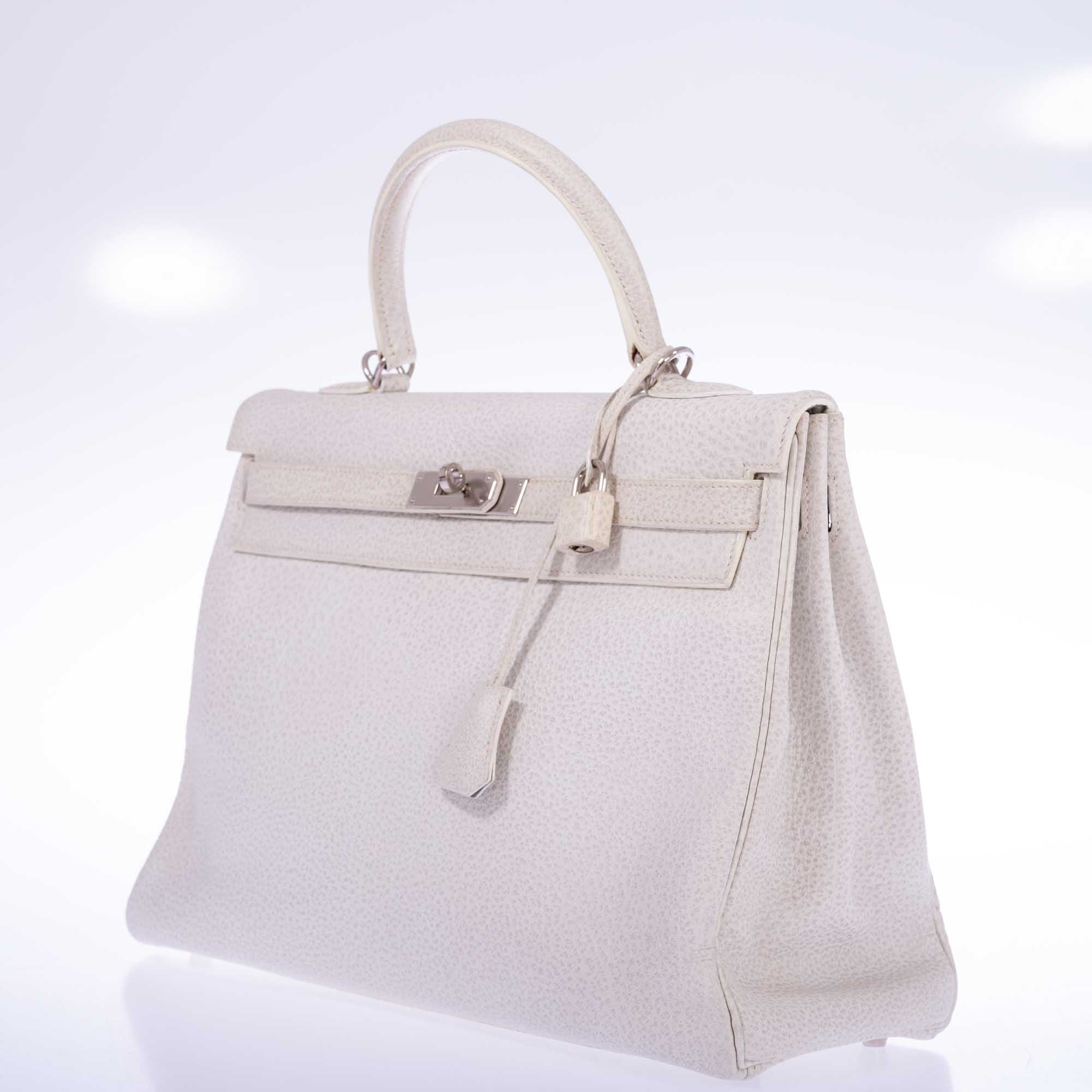 Hermès Kelly 35 Retourné Dalmatian White Buffalo Skipper Palladium Hardware