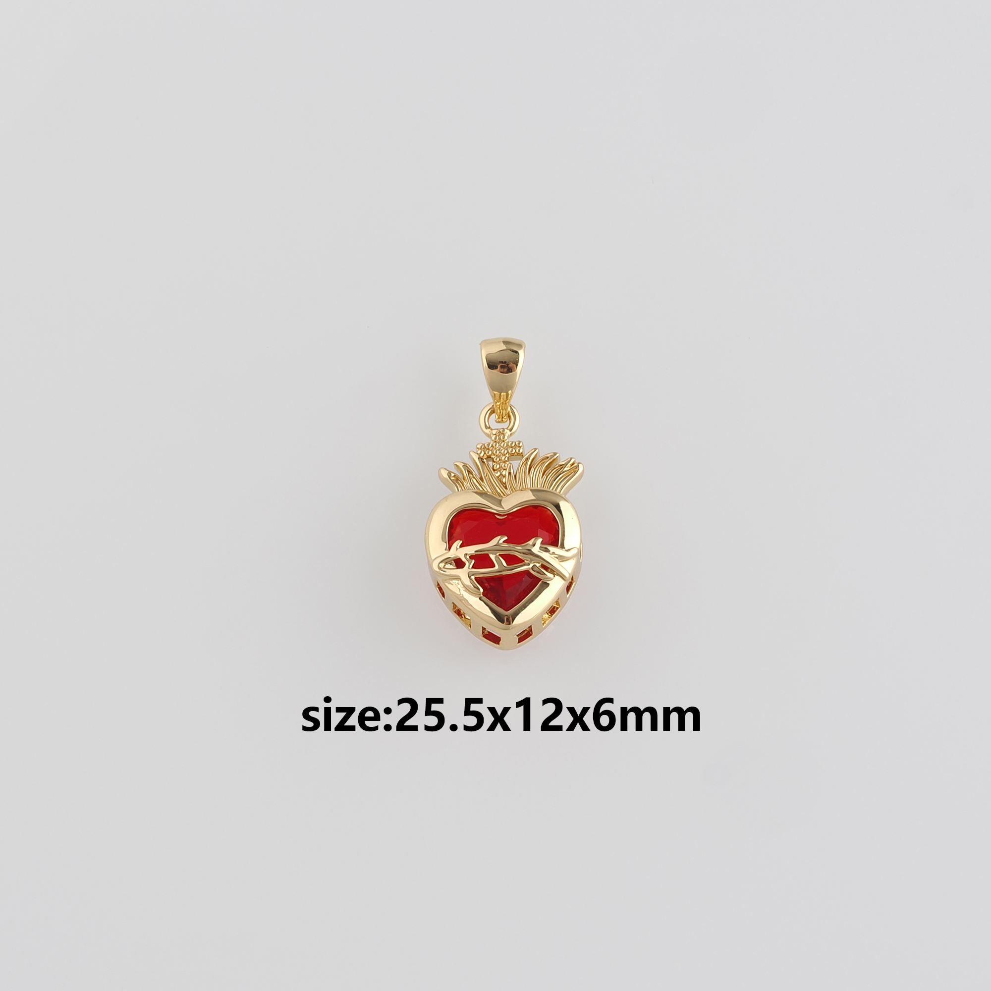 18K Gold Filled Heart Pendant,CZ Micro Pave Heart Charm Earrings Necklace for DIY Jewelry Making Supply