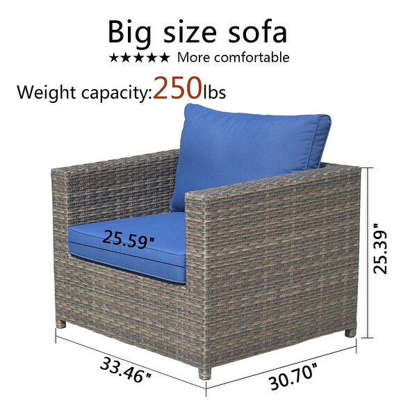 OVIOS Patio Furniture Deep Seat Wicker 9piece Set