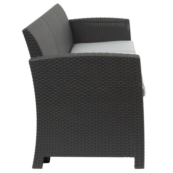 Faux Rattan Sofa with AllWeather Cushions