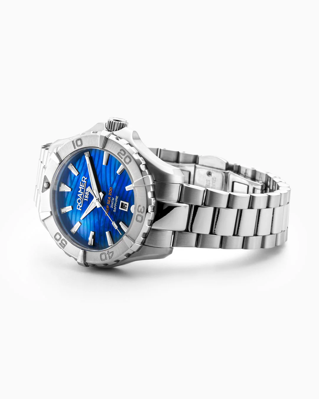 Deep Sea 200 Ladies 34mm Quartz Three-Hand Date Blue Dial Silver Bracelet Sapphire glass Stainless Steel swiss watch