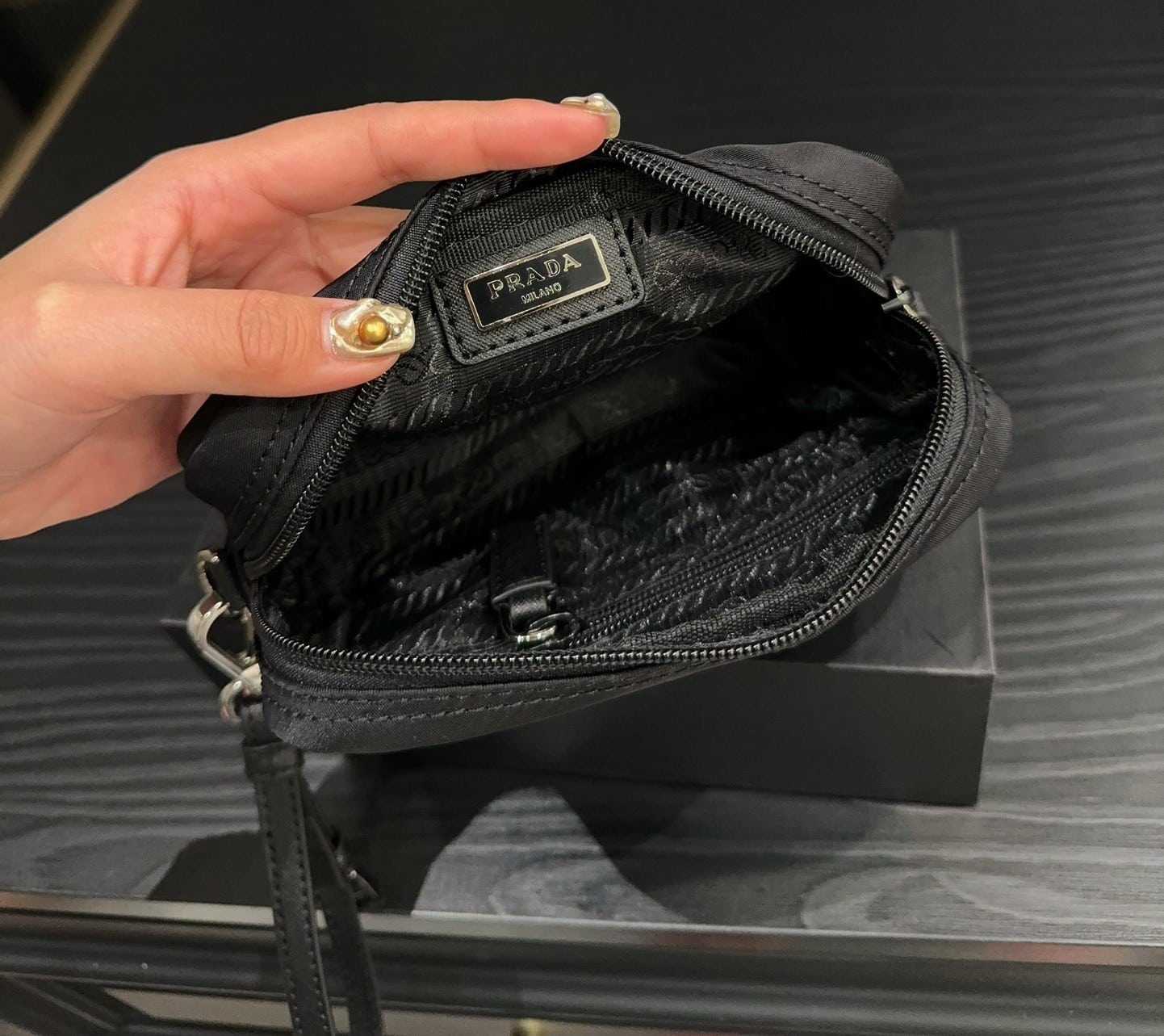 Prada Re Nylon Toiletry Bag Black 16Cm