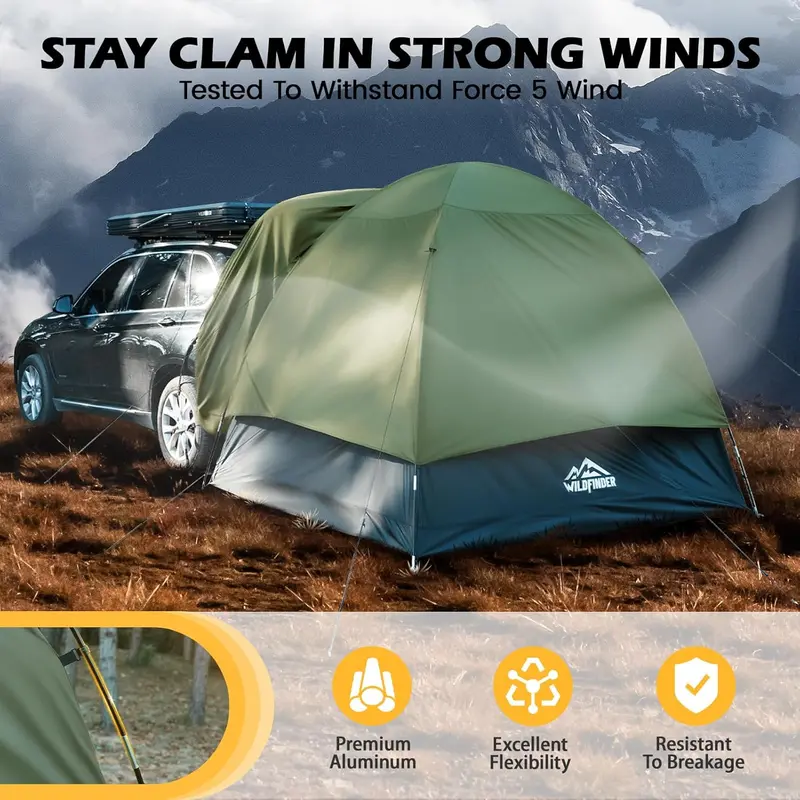 Waterproof SUV Tent with Rainfly – PU3000mm Double-Layer Car Camping Tent for All-Weather Use