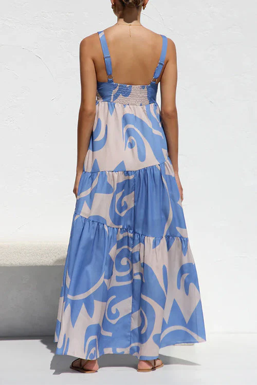 Smocked Ruffle Maxi Dress with Tiered SkirtClistos