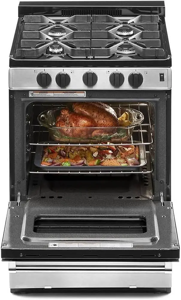 Whirlpool 24″ Freestanding Gas Range – Stainless Steel, ADA-Compliant with Sealed Burners