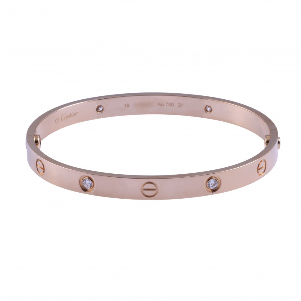 Cartier Love Half Diamond #19 Bracelet 18K Rose Gold B6036000
