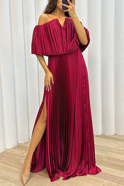Off Shoulder Slit Maxi DressClistos