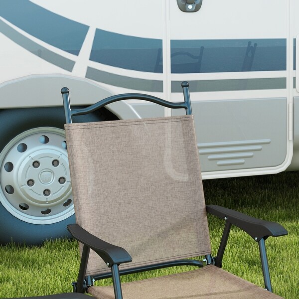 Outsunny Folding Patio Chairs,Set of 4 Camping Chairs with Armrests