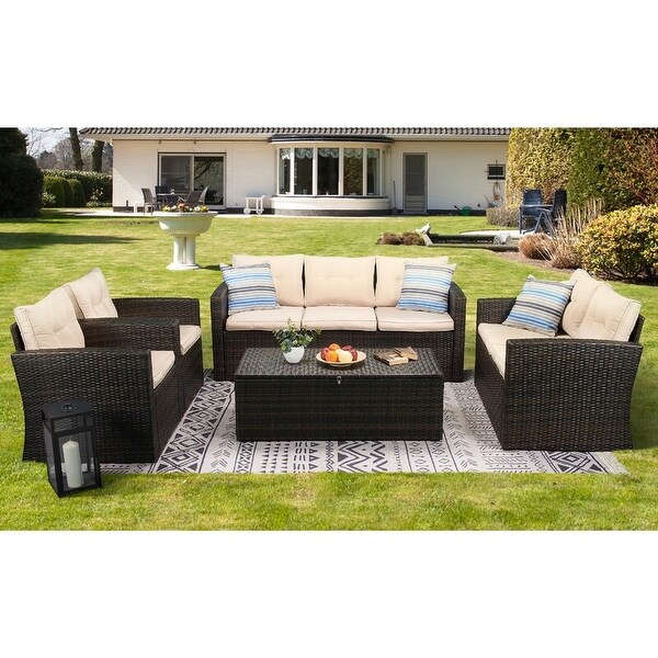 5piece Wicker Patio Conversation Furniture Set