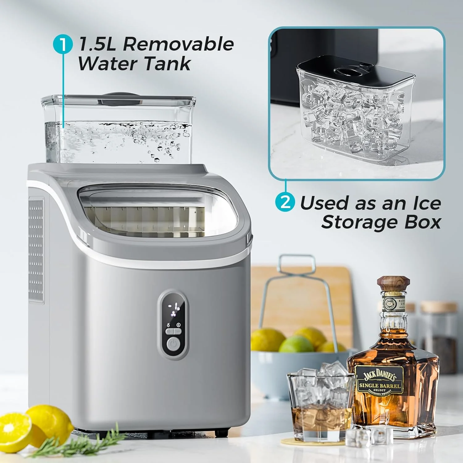 Kismile Ice Maker Countertop, Portable Ice Cube Maker Machine Z5813AF