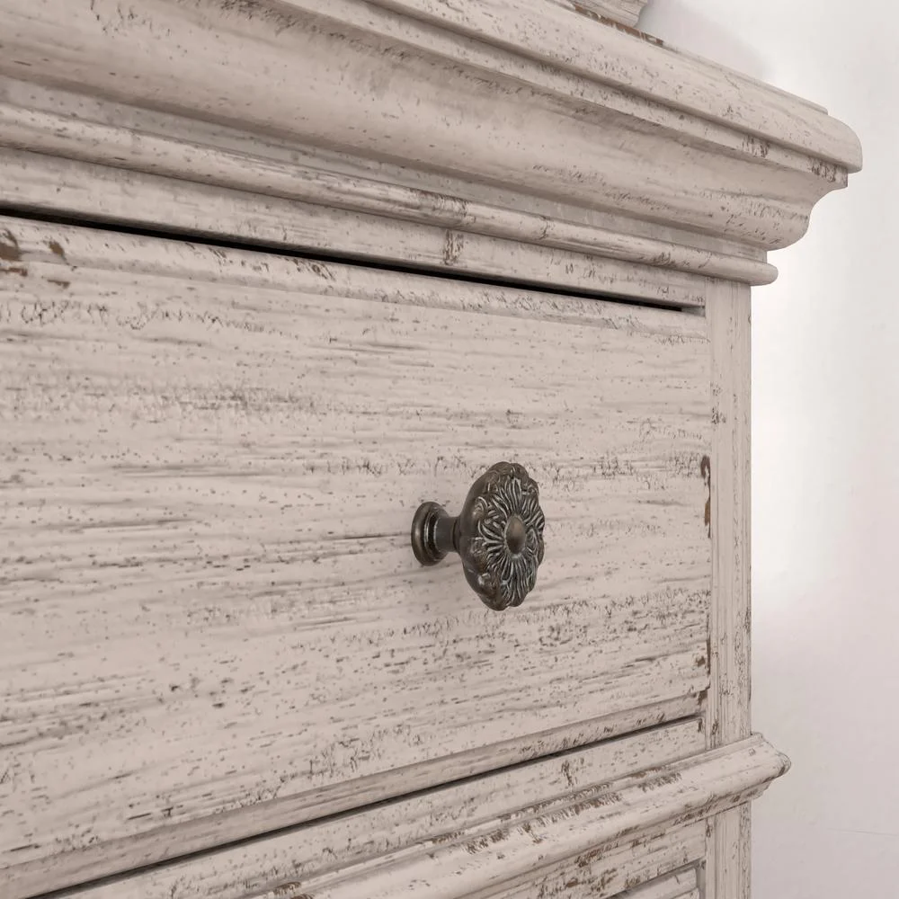Providence Antique White Wood Seven Drawer Dresser