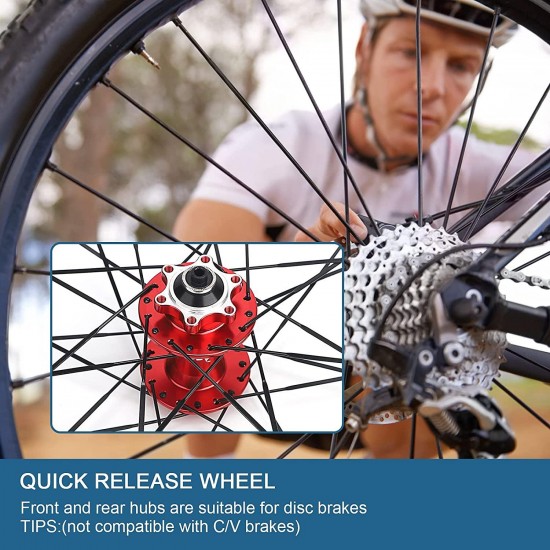 Bicycle Wheelset, Bicycle Wheel Front & Rear Set 26″ Double Layer Alloy Rim Sealed Bearing, QR ​7-11 Speed Cassette Hub Disc Brake