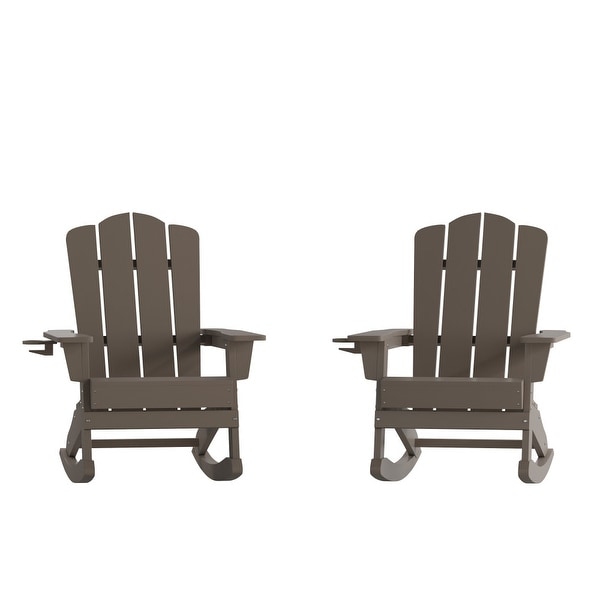 Commercial AllWeather Rocking Adirondack Chair with Swiveling Cupholder