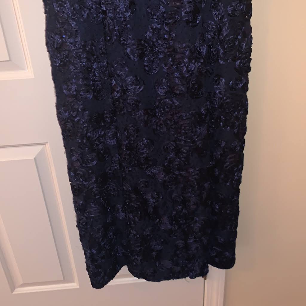 Alex Evenings Rosette A-Line Gown - 12 / Navy