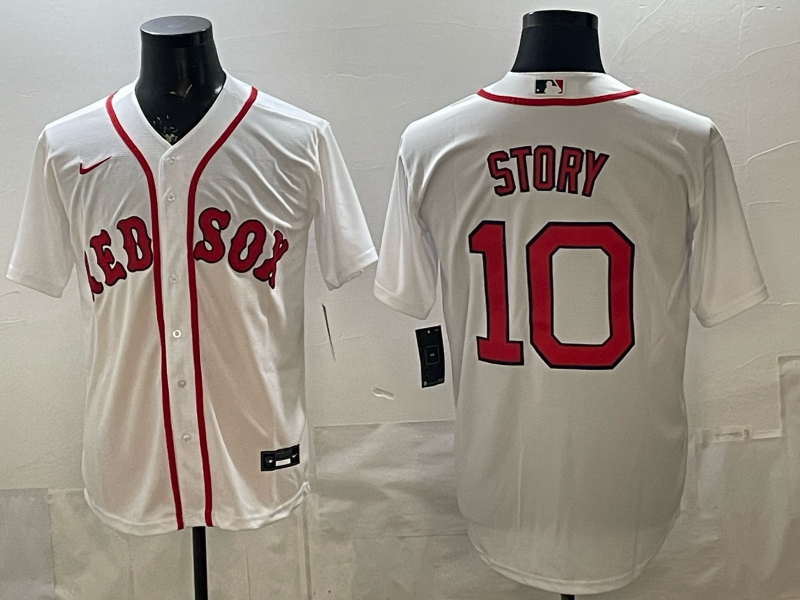 Men's Boston Red Sox Trevor Story #10 White Home Replica Jersey