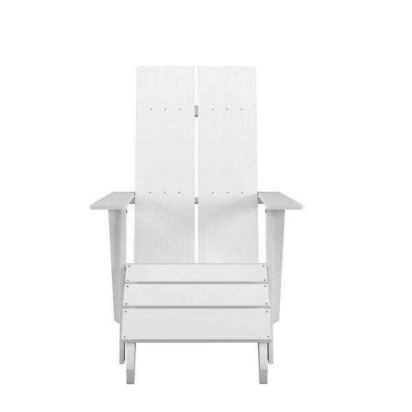 Modern AllWeather Dual Slat Adirondack Style Chair with Footrest
