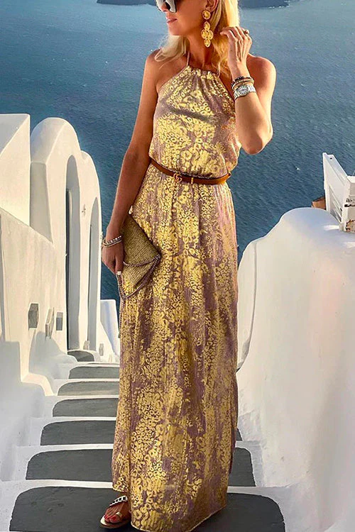 Waisted Halter Maxi DressClistos