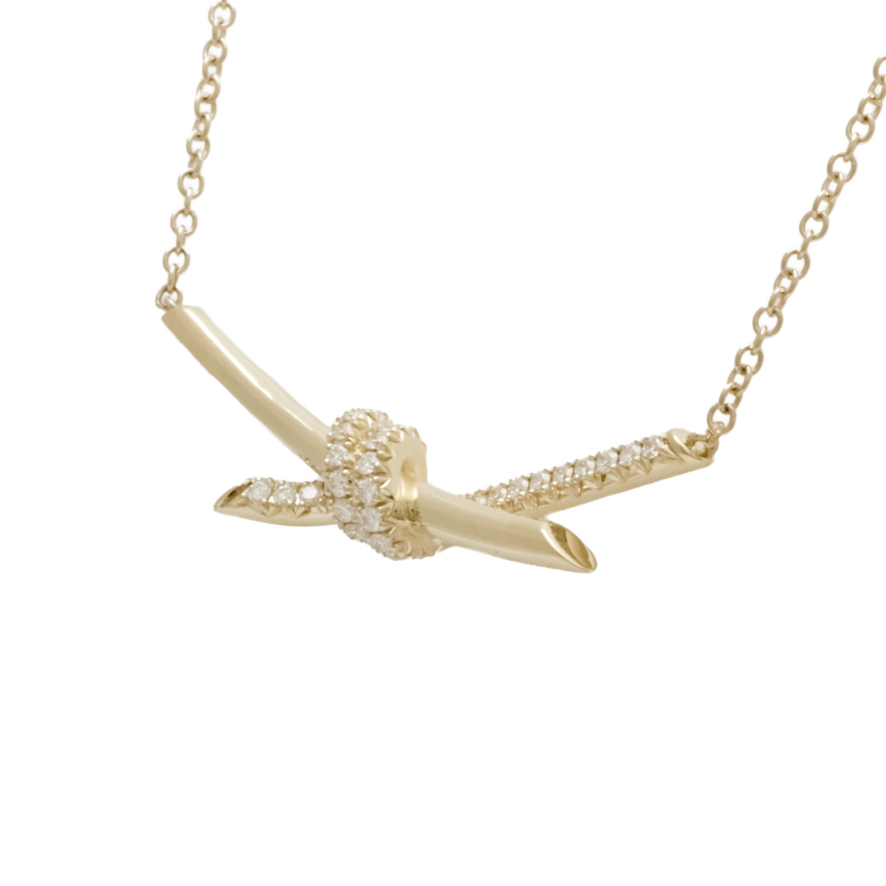 Tiffany & Co. Knot Necklace 18K Yellow Gold Diamond 68887216