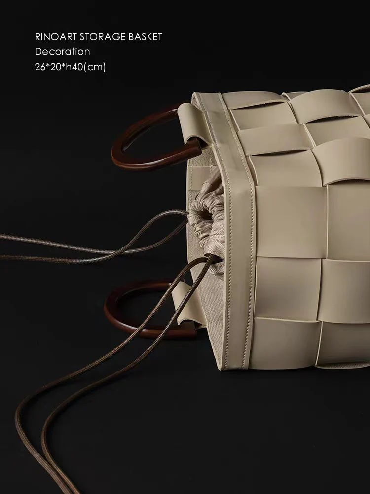 DC138 - Paris handbag style Jane Birkin BV woven saddle leather dirty clothes basket storage basket camping picnic