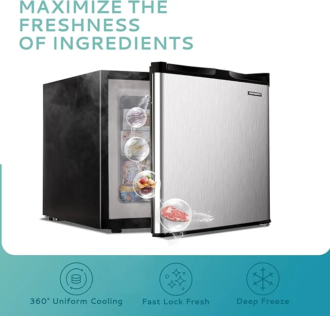 1.7 Cu.Ft Mini Fridge with Compact Freezer Temperature Control
