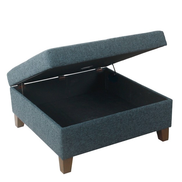 Luxury Square Storage Ottoman Textured Navy Homepop