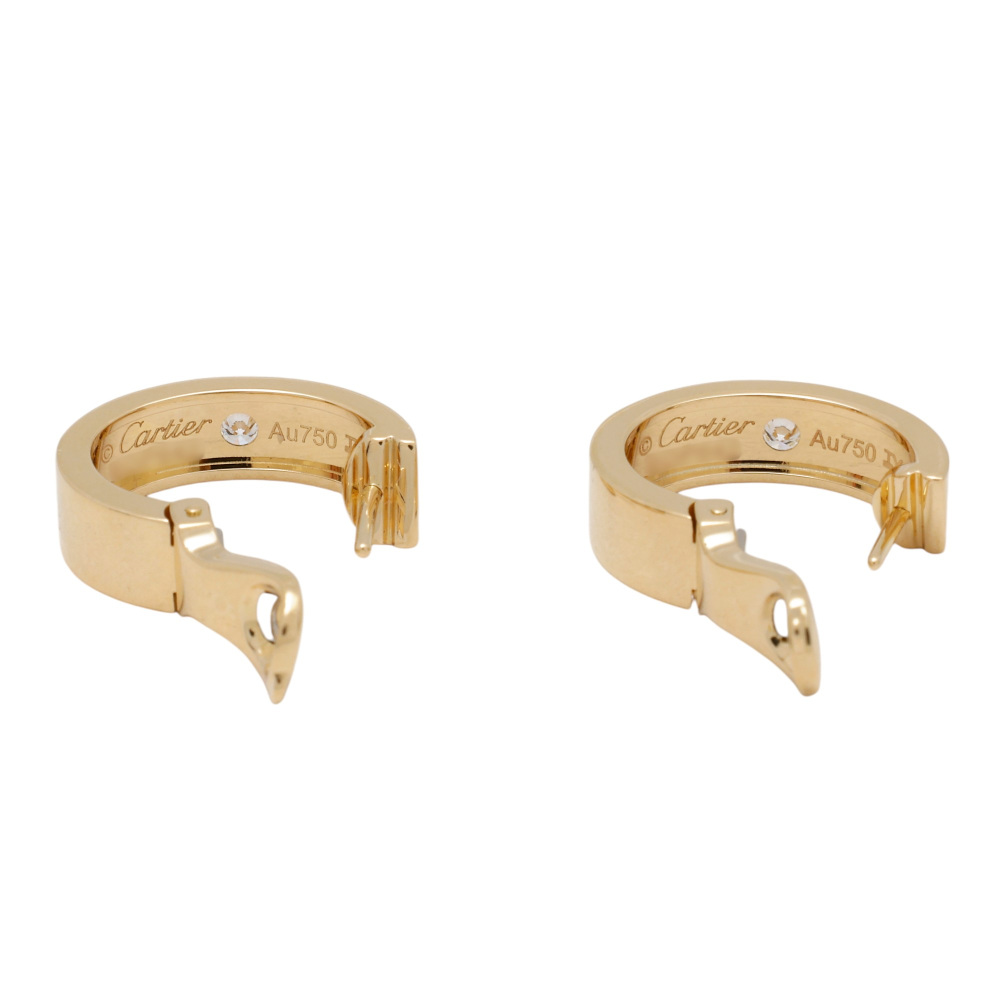 Cartier Love Hoop Classic Model 2 Diamonds Earrings 18K Yellow Gold B8022900
