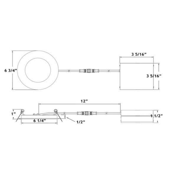 Lotus LY6RCS-41K-WH 12 Watt 6x22 Super Thin Round Recessed LED Downlight - 4100K - 800 Lumens - White